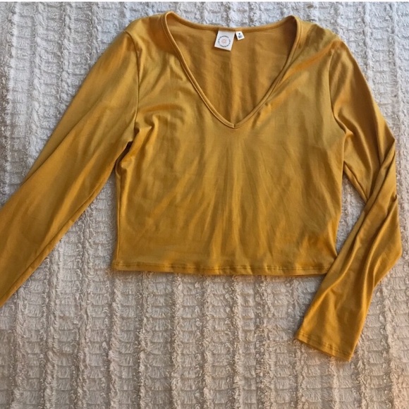 live in the moment Tops - NWOT Soft Long Sleeve Mustard Crop Top